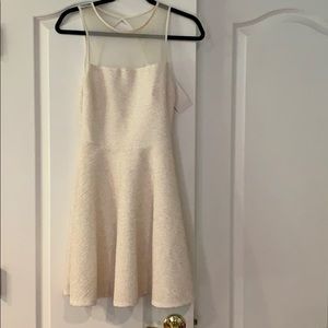 Gold glitter high neck illusion cocktail dress